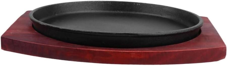 Gietijzeren Braadslede BBQ Schaaltje Teppanyaki Biefstuk Grillen Anti-aanbak Gietijzer 24cm Diameter Bruin