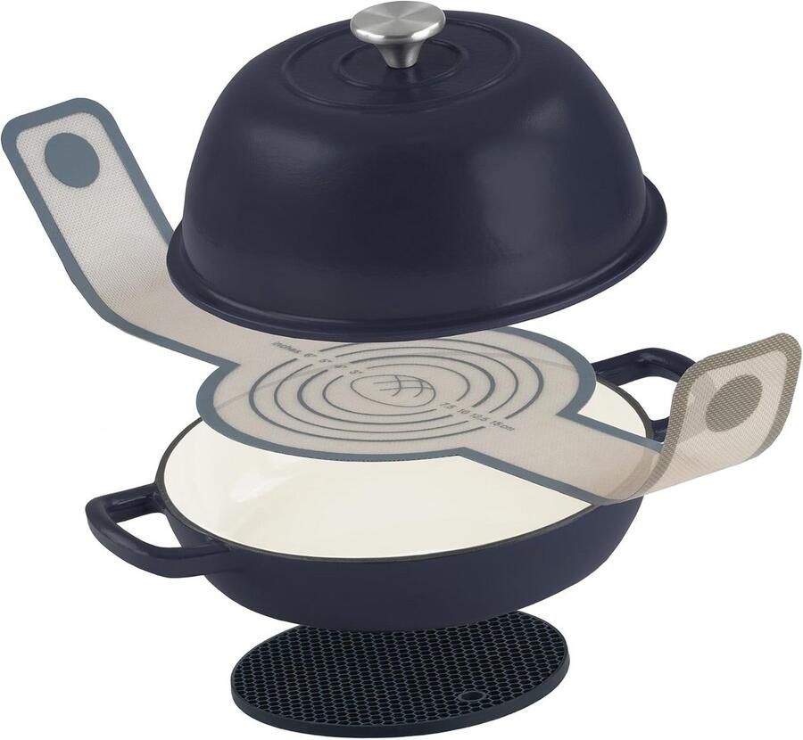 Gietijzeren Brodtopf Set Geëmailleerd 6 4 Liter voor Zuurdesem en Stoofschotels