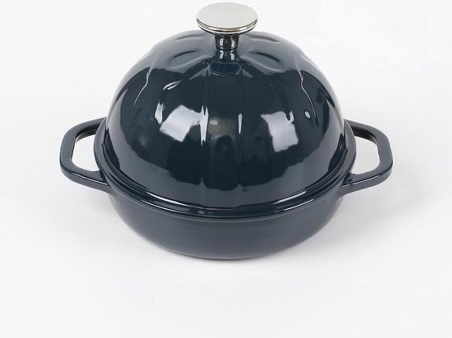 Gietijzeren Brood Cloche Bakpan Zuurdesem Brood Bakken Geëmailleerd Anti-aanbak 16 cm Diameter Marineblauw
