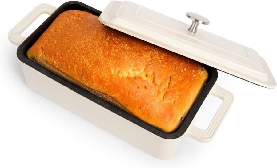 Gietijzeren Brood Oven Hollandse Oven Brood Bakken Stoom Circulerend Deksel 25x12x11 cm Wit