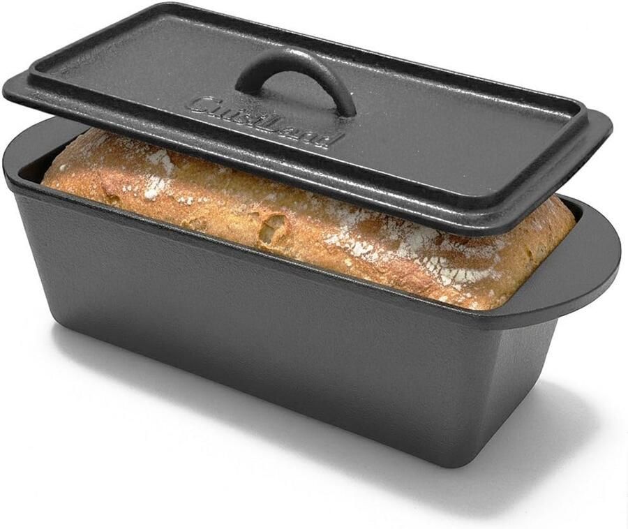 Gietijzeren Brood Pan Bakvorm met Deksel Brood Bakken Vooraf Gekruid 3.8 Liter Zwart