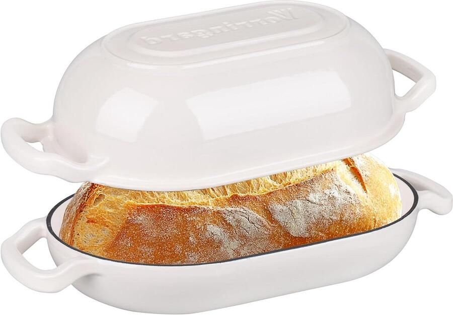 Gietijzeren Brood Pan Broodbakoven Dutch Oven Brood Bakken Gelijkmatige Warmteverdeling 5 Liter Wit