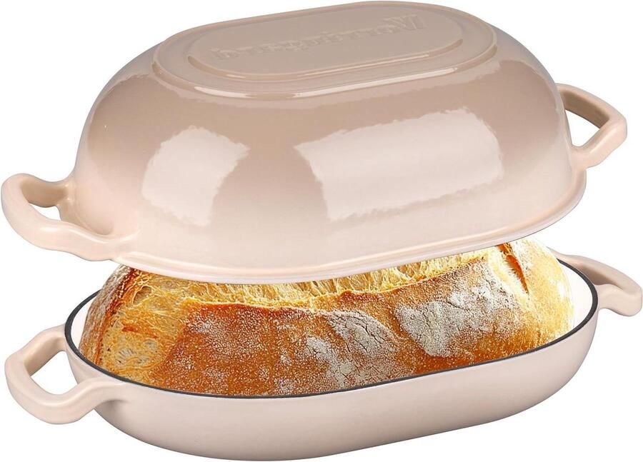 Gietijzeren Brood Pan Nederlandse Oven Zelf Brood Bakken Gelijkmatige Warmteverdeling 7 Quarts Latte