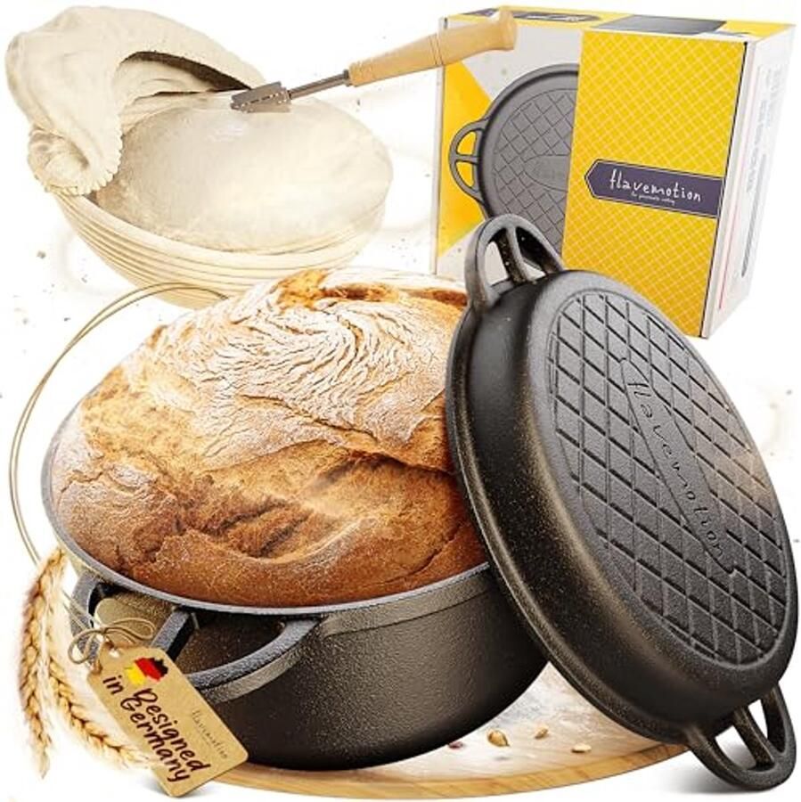 Gietijzeren Broodbakpan met Deksel 26 cm Multifunctioneel Ovenveilig