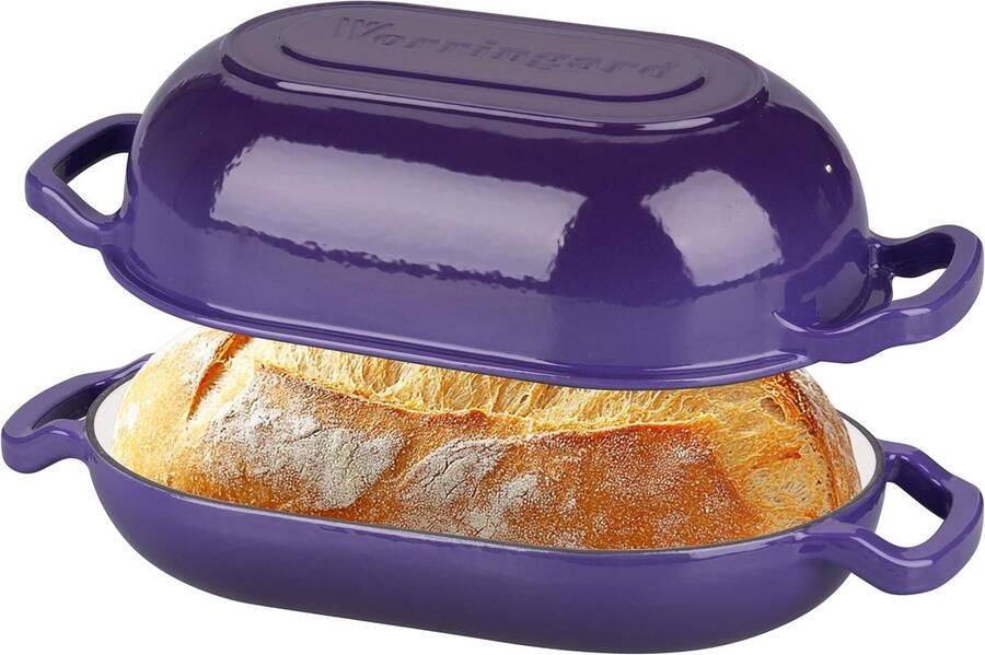 Gietijzeren Broodbakpan met Deksel 5QT Paars Voor Zuurdesem en Ovenbakken