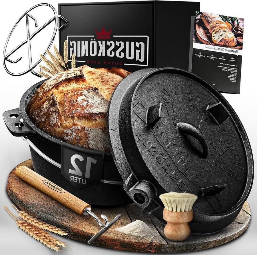 Gietijzeren Broodbakvorm Broodpan Dutch Oven Brood Bakken Perfecte Korst 37 cm Zwart