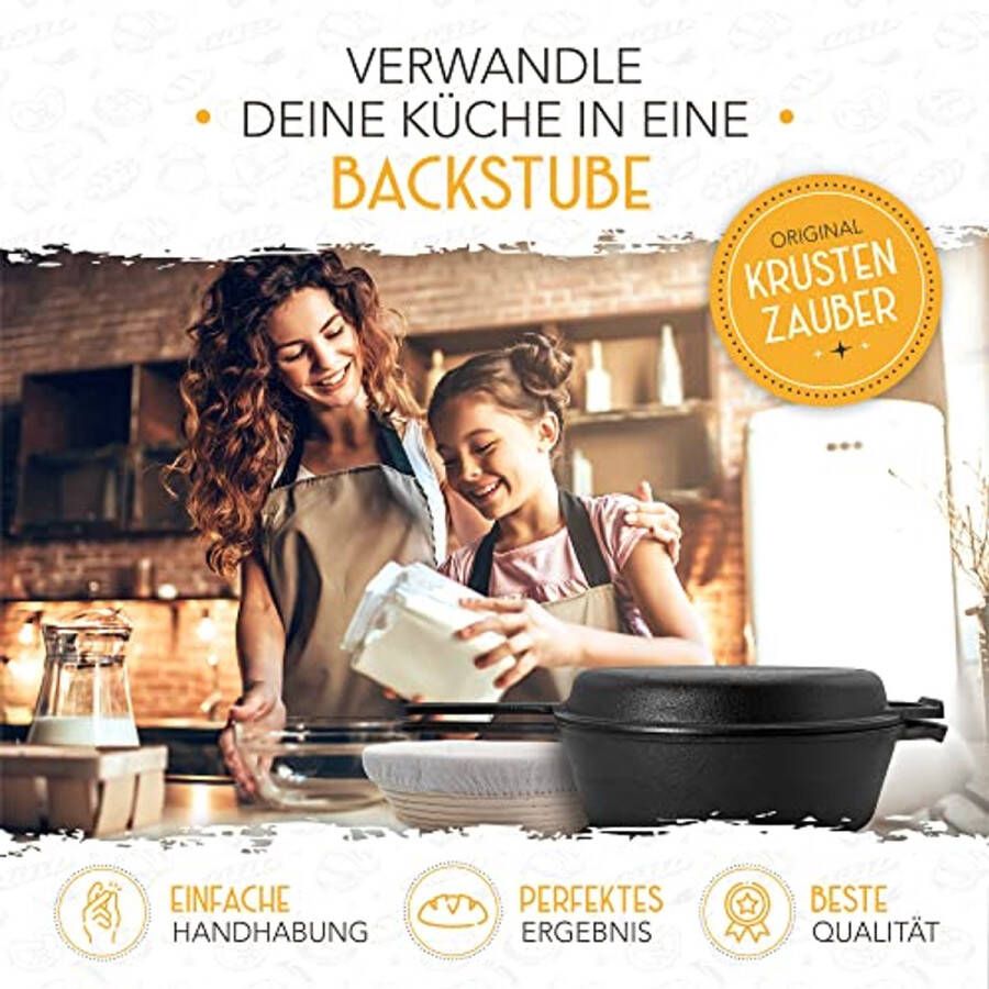 Gietijzeren Broodpan 26cm met Deksel en Rijsmand Ideale Pan voor Brood Bakken