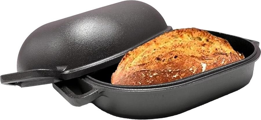 Gietijzeren Broodpan Bakvorm Ambachtelijk Brood Bakken Voorgekruid Antiaanbak 72 Liter Zwart