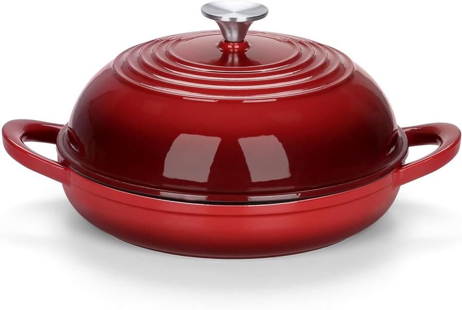 Gietijzeren Broodpan Dutch Oven Ambachtelijk Brood Bakken Geëmailleerde Afwerking 6 Liter Rood