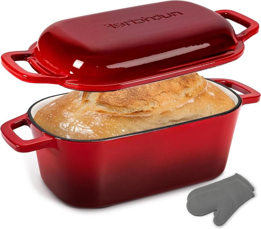 Gietijzeren Broodpan Dutch Oven Brood Bakken Gelijkmatige Verwarming 254 cm Rood