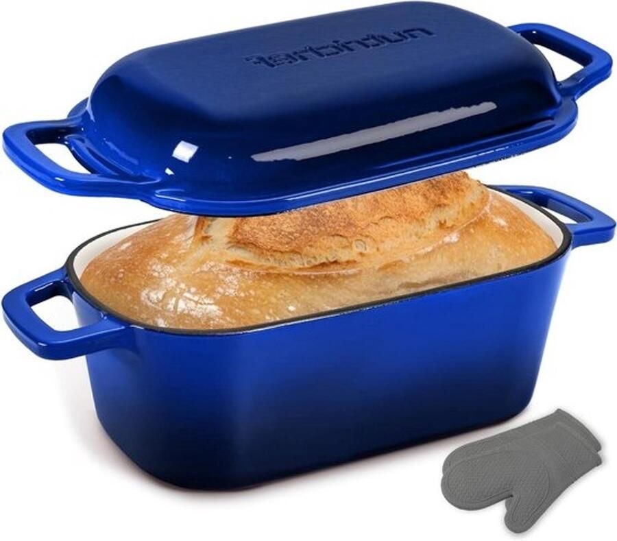 Gietijzeren Broodpan Dutch Oven voor brood bakken Gelijkmatige warmteverdeling 254 cm Blauw