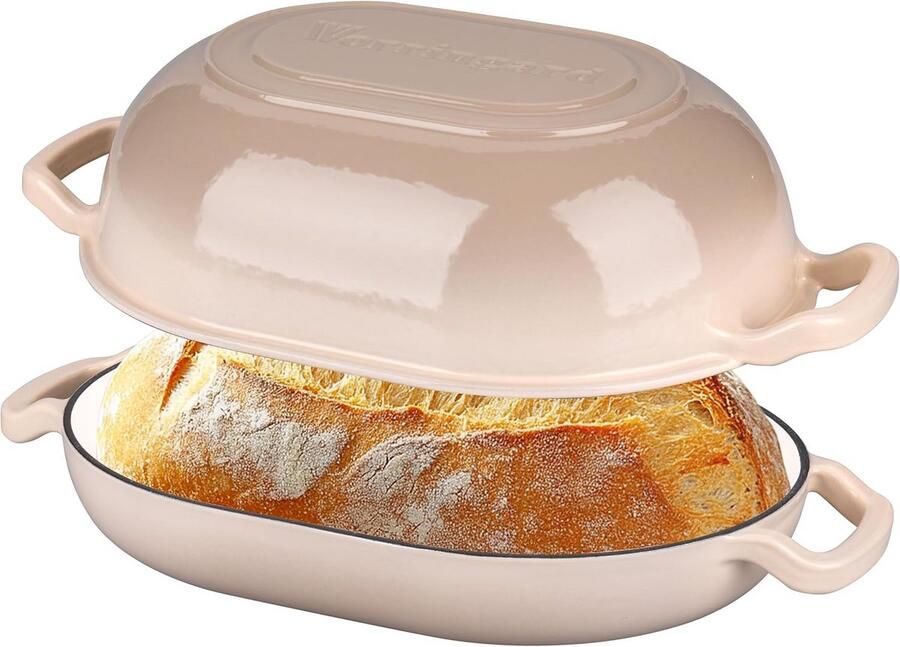 Gietijzeren Broodpan Nederlandse Oven Zelf Brood Bakken Emaille Coating 7 Quarts Latte