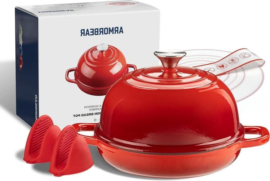 Gietijzeren Broodpan Zuurdesem Oven Broodbakpan Brood Bakken Koepelvormig Deksel 5 Quarts Rood