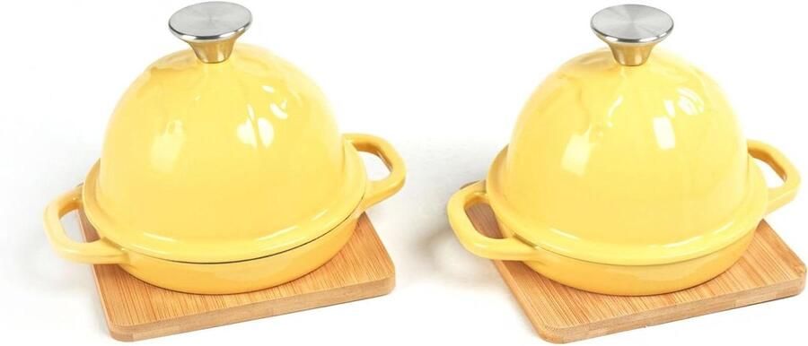 Gietijzeren Broodpot Broodbakvorm Gietijzeren Pan Brood Bakken Geëmailleerde Gietijzer 13 cm Diameter Geel