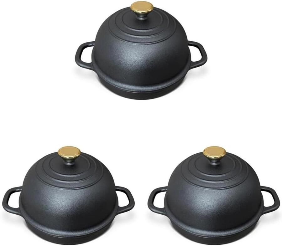 Gietijzeren Broodvorm Dutch Oven Bakpan Brood Bakken Geëmailleerd Oppervlak 24 cm Zwart