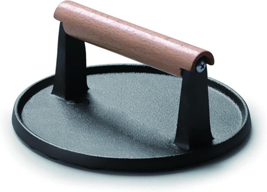Gietijzeren Burgerpers Keukenpers Burgers Drukken Stevig Houten Handvat 7 Inch Zwart
