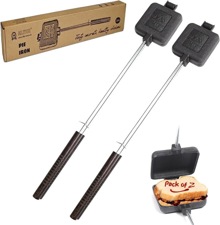 Gietijzeren Campfire Sandwichmaker en Dutch Oven Pan Set van 2