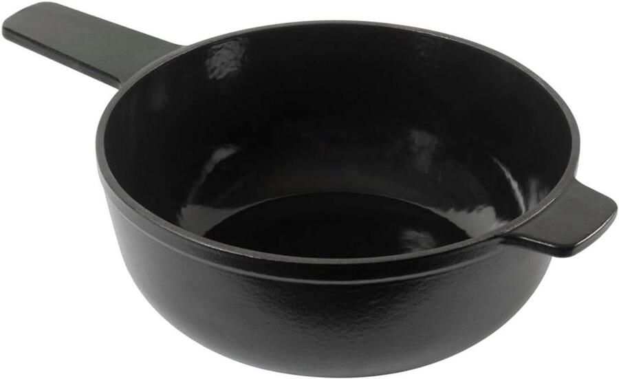 Gietijzeren Caquelon Fondue Pan Kaasfondue Avond Inductie Geschikt 24 cm Mat Zwart