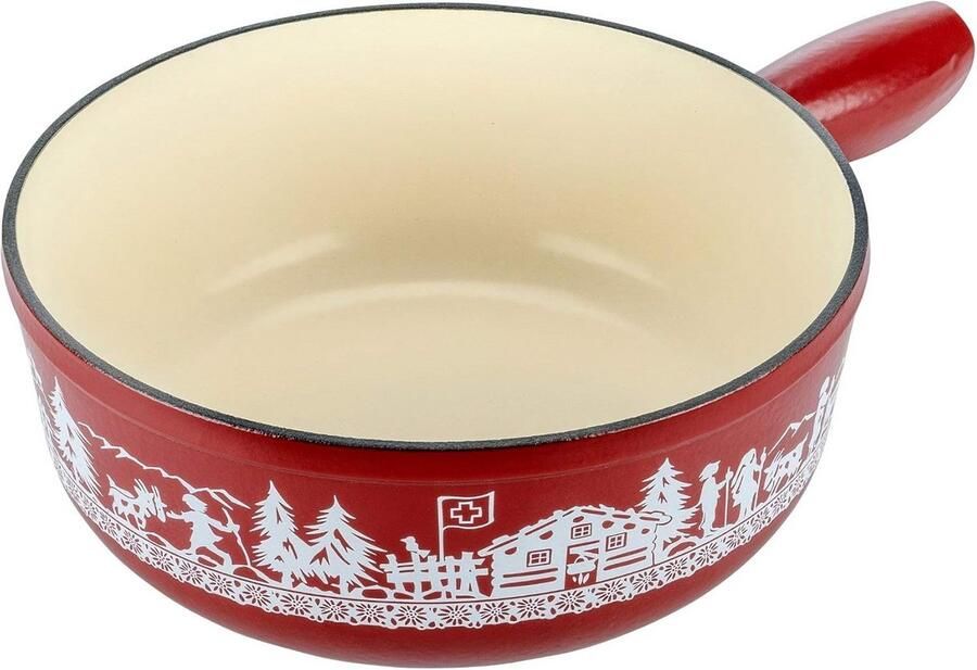 Gietijzeren Caquelon Inductie Rood 24 cm voor Fondue
