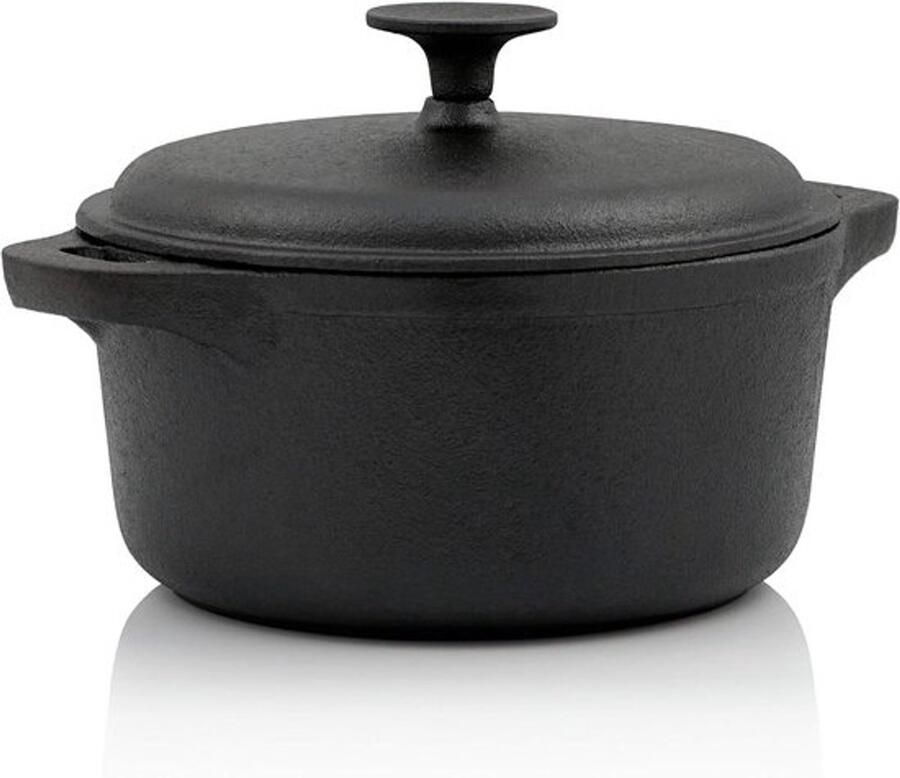 Gietijzeren cocotte Stoof- en braadpan Voor het bereiden van gerechten Verdeelt warmte gelijkmatig 2.7 liter Zwart