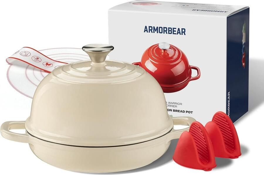 Gietijzeren Dutch Oven (5QT) Ronde Broodpan met Deksel voor Zuurdesem Brood