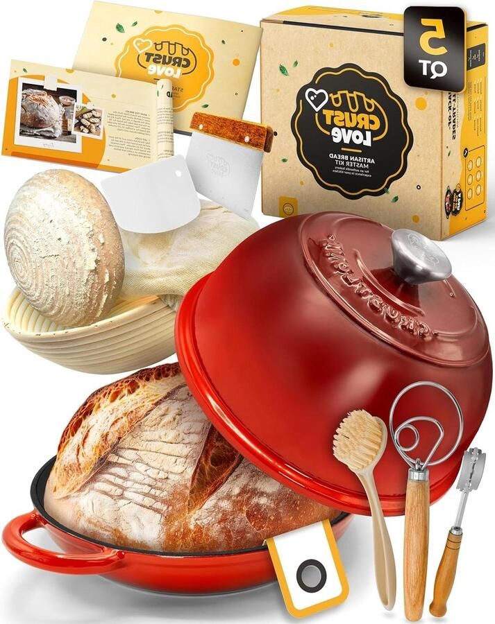 Gietijzeren Dutch Oven Broodbakpan Brood Bakken Met Deksel 11 Inch Diameter Rood
