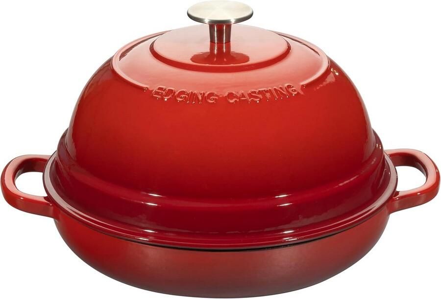 Gietijzeren Dutch Oven Pan 6 Liter voor Zuurdesembrood Bakken Rood