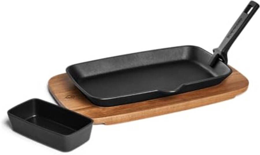 Gietijzeren Fajita Pan met Serveerschotel en Dipschaal Perfect voor Tex-Mex Gerechten