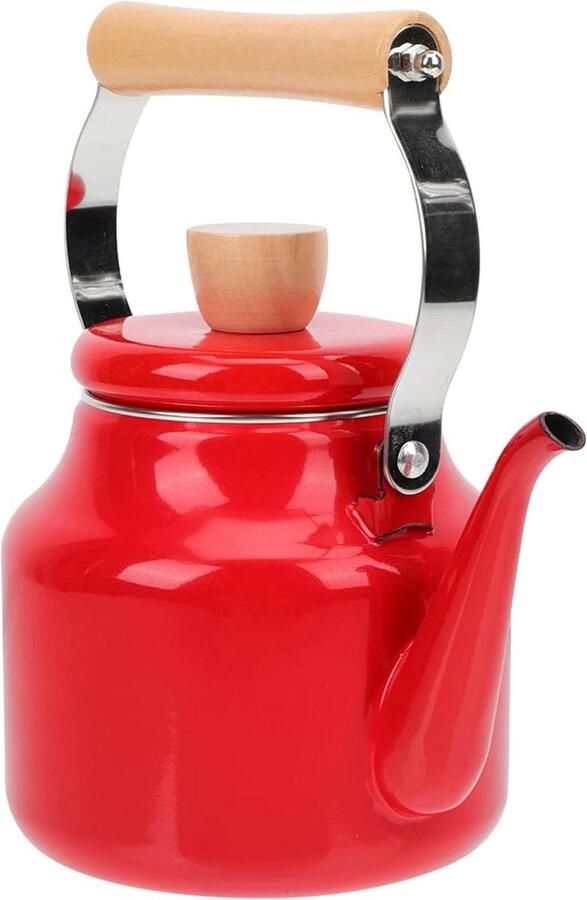 Gietijzeren Fluitketel Theeketel Waterkoker Water Koken Snel Kokend Water 1.5 Liter Rood