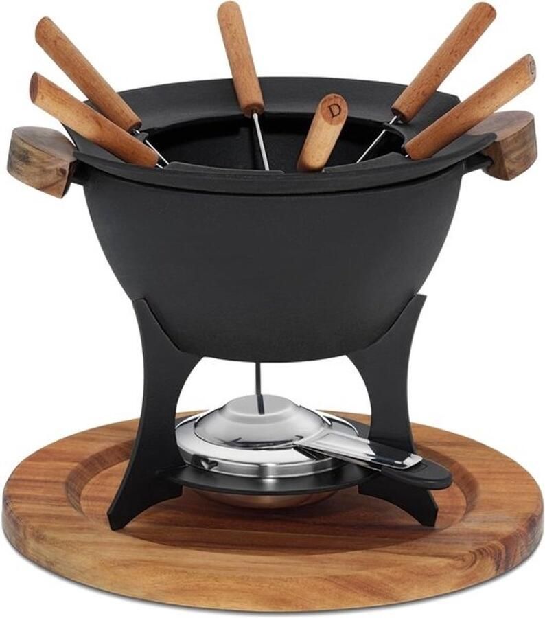 Gietijzeren Fondue Set voor 6 Personen Inclusief 11 Delen