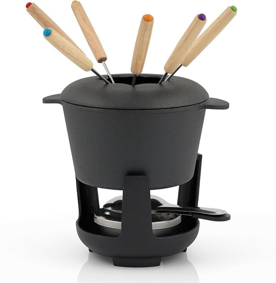 Gietijzeren Fondueset voor 6 Personen 13-delig Ideaal voor Kaas Vlees of Chocolade