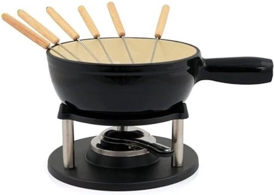 Gietijzeren fondueset voor 6 personen 2 liter 9-delig inclusief brander en vorken
