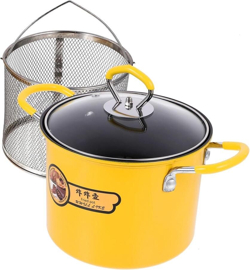 Gietijzeren Frituurpan Grote Capaciteit Pot Thuis Frituren Afneembare Mand 718 Gram Zilver