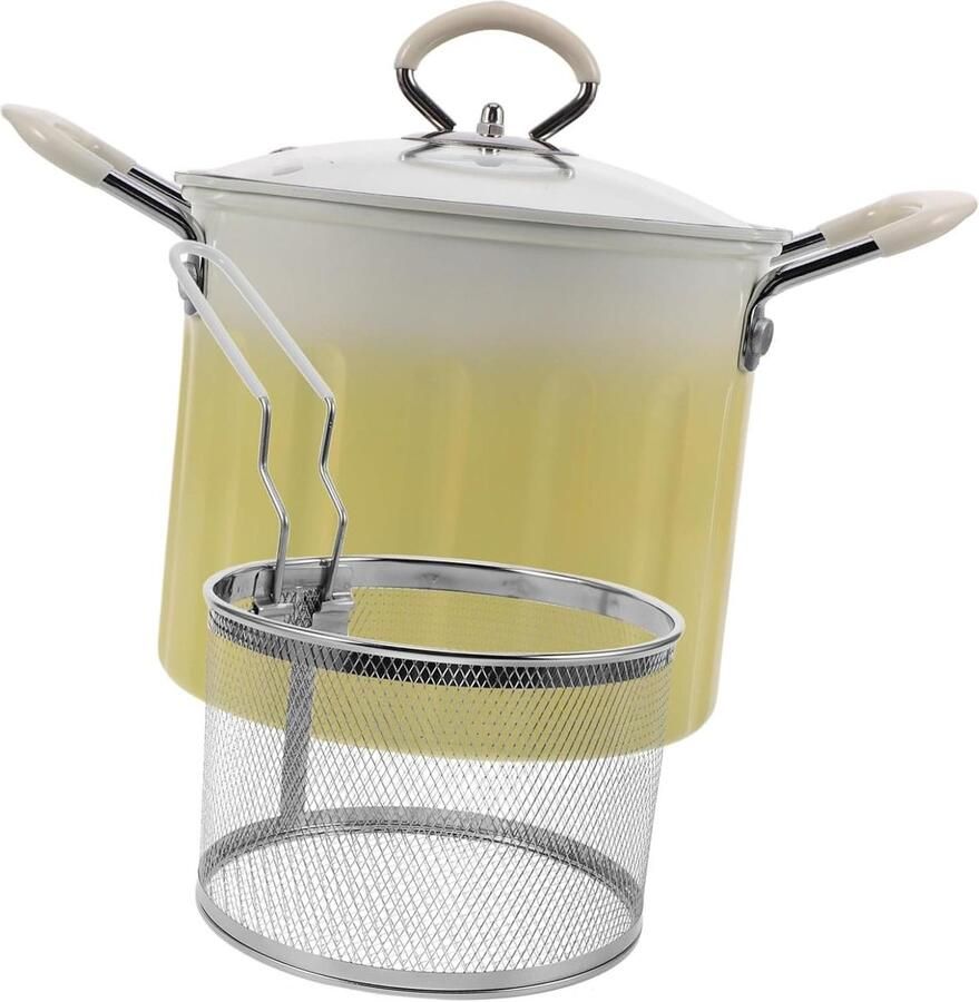 Gietijzeren Frituurpan Tempura Pan Koekenpan Veelzijdig Koken Gelijkmatige Warmteverdeling 27.50x20.00x16.00cm Geel