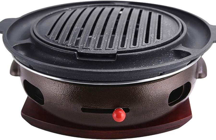 Gietijzeren Grill Houtskool Pan Buiten Koken Olie Rookvrij 39 cm Zwart