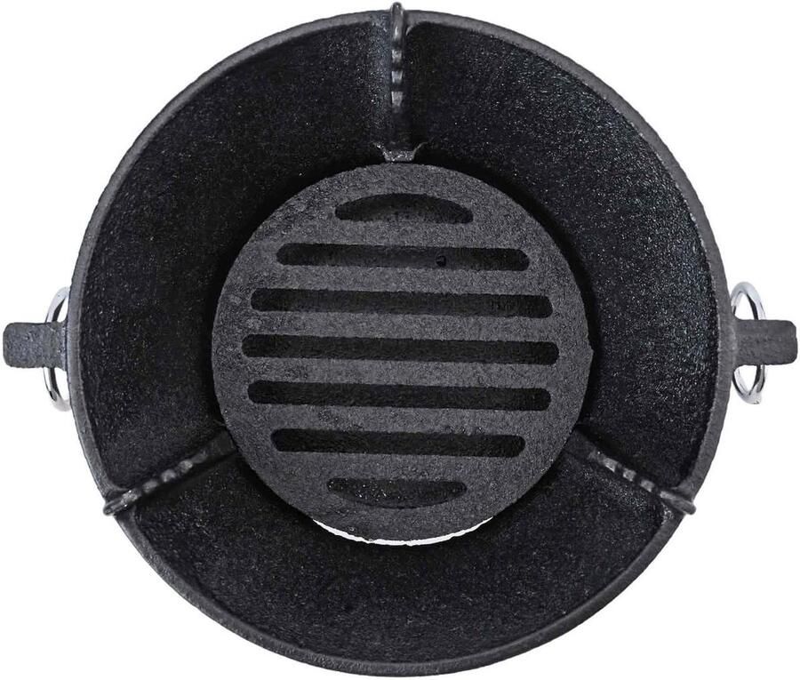 Gietijzeren Grill Kookplaat BBQ Buiten Koken Dikke Basis 25.5 x 25.5 x 11.5 cm Zwart