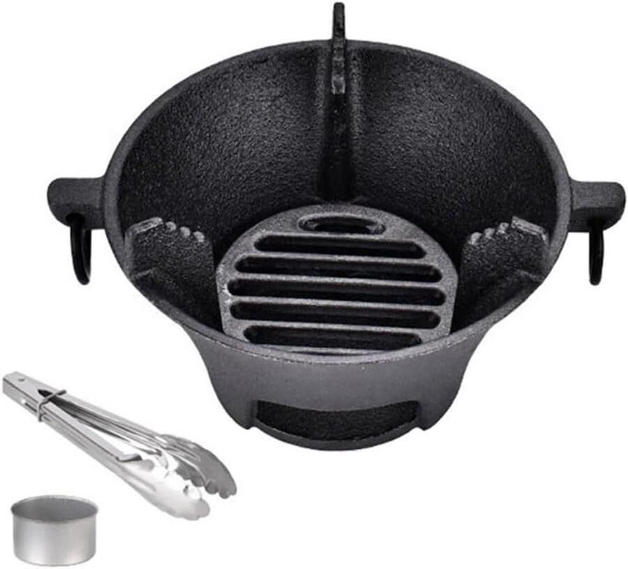 Gietijzeren Grill Kooktafel Oven Buiten Koken Draagbaar Compact Ontwerp 255 cm Diameter Zwart
