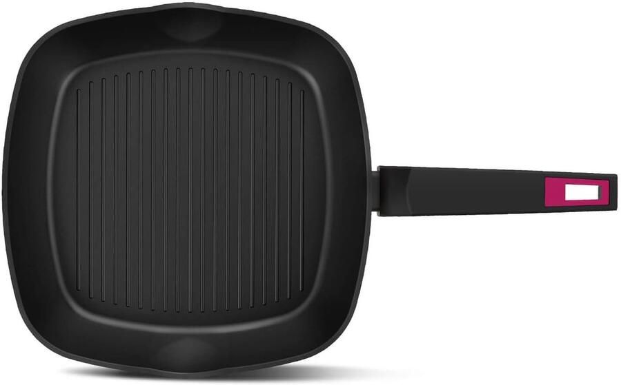 Gietijzeren Grill Pan 28x28 cm voor Alle Warmtebronnen Inclusief Inductie