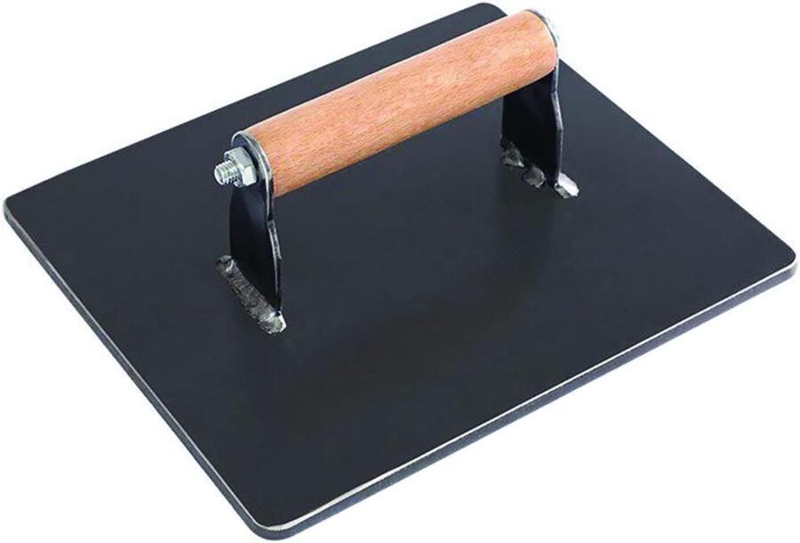 Gietijzeren Grill Pers Burger Drukker Perfect Grillen Cool-Touch Houten Handvat 20 x 18 cm Zwart
