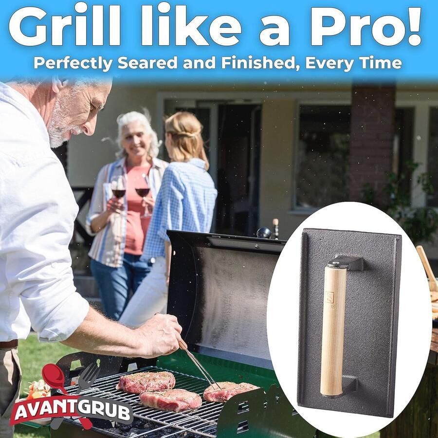 Gietijzeren Grillgewicht met Houten Handvat Heavy Duty Steak en Burger Pers voor Grills