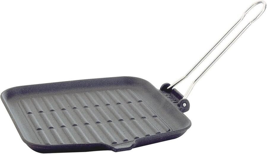 Gietijzeren grillpan 24 x 24 cm met antraciete afwerking