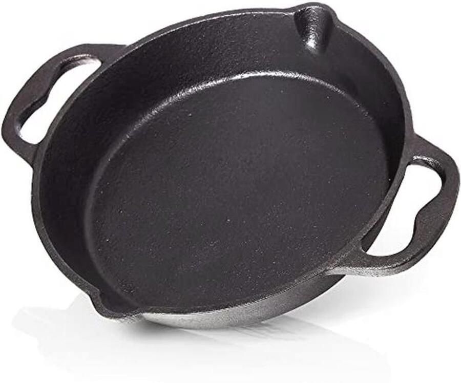 Gietijzeren Grillpan Ø 25 cm Hittebestendig en Anti-aanbak Perfect voor Grillen en Roosteren