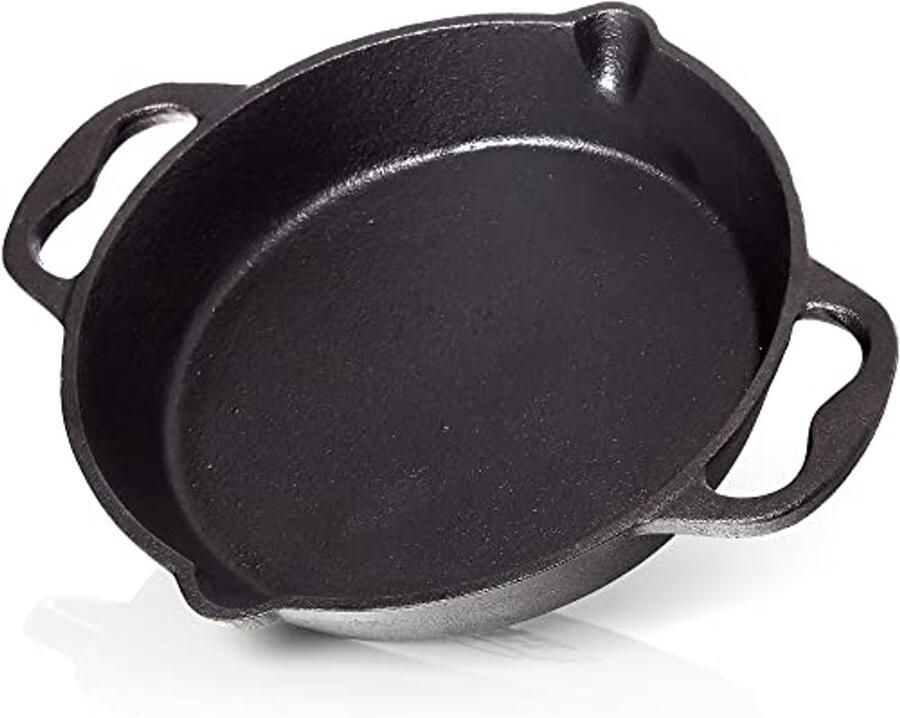 Gietijzeren Grillpan Ø 25 cm Hittebestendig en Anti-aanbak Perfect voor Grillen en Roosteren