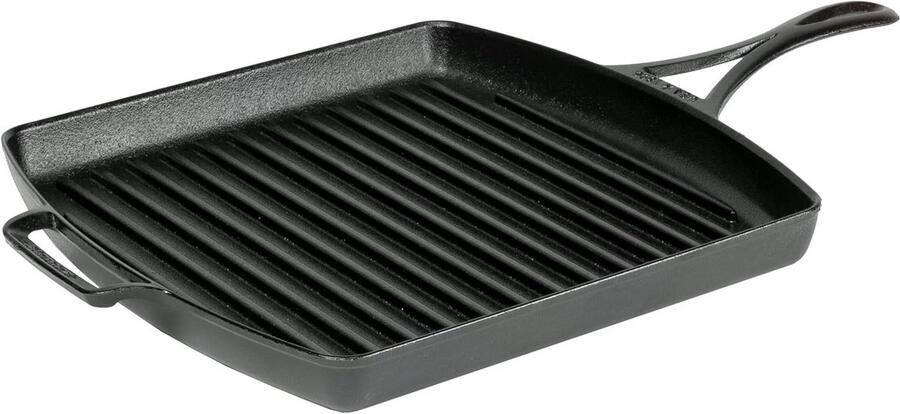 Gietijzeren Grillpan 30x30 cm met Grillrooster en Koele Handgreep