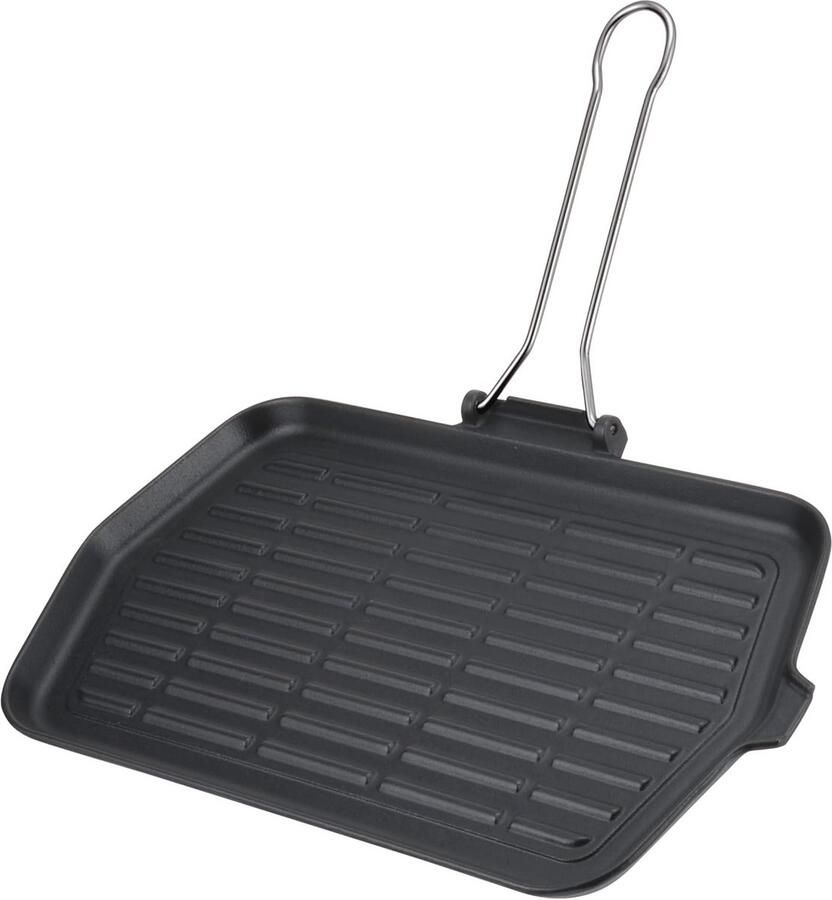 Gietijzeren grillpan 36 x 23 cm Antraciet met aluminium kern