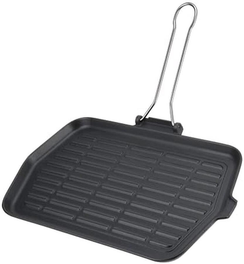 Gietijzeren grillpan 36 x 23 cm Antraciet met aluminium kern