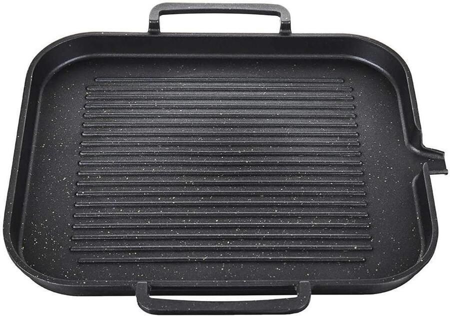 Gietijzeren Grillpan Bakplaat Hete Plaat Barbecue Thuis Dubbelzijdig Anti-aanbak 30x25 cm Zwart