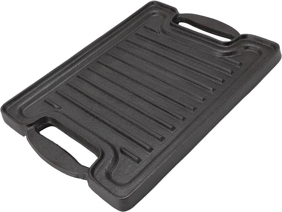 Gietijzeren Grillpan Bakplaat Plaat Buiten Koken Gelijkmatige Warmte 36 x 36 x 12 cm Zwart