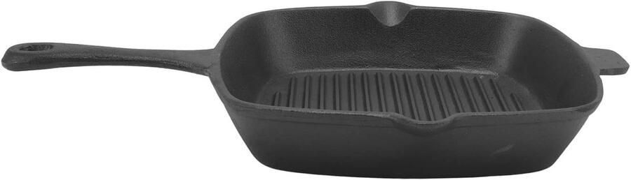 Gietijzeren Grillpan Bakplaat Steakpan Buiten Koken Gelijkmatige Warmte 26 cm Zwart