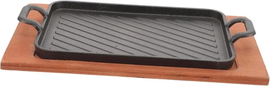 Gietijzeren Grillpan Bakplaat Teppanyaki Buiten Koken Niet Plakkerige Coating 31 x 19 cm Zwart